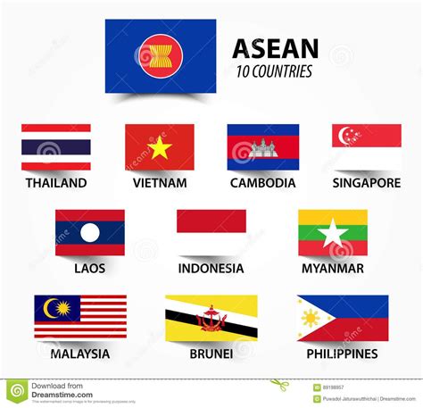 Illustration about Flag of ASEAN Association of Southeast Asian Nations ...