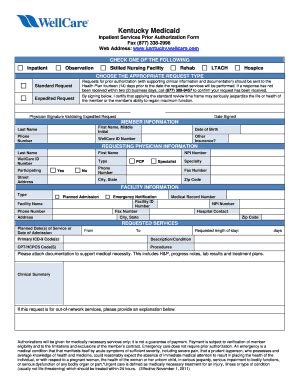 Wellcare Of Kentucky Ip Authorization Form - Fill and Sign Printable ...