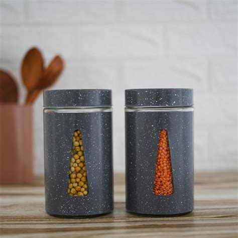 Femora Steel Jar for Kitchen Storage with Clear Glass Window and ...
