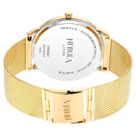 Buy Online Titan Nebula Milanese Quartz Analog 18 Karat Solid Gold ...