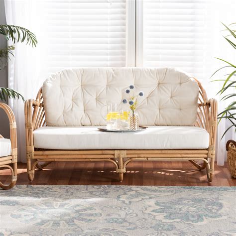 Bayou Breeze Capriles 52.25" Rattan Round Arm Loveseat & Reviews ...