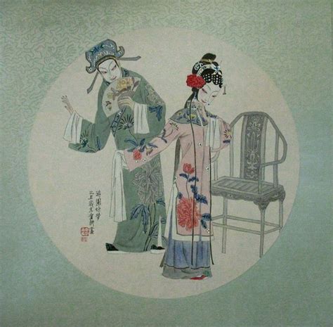 中华戏曲中的才子佳人绘画- 中国风
