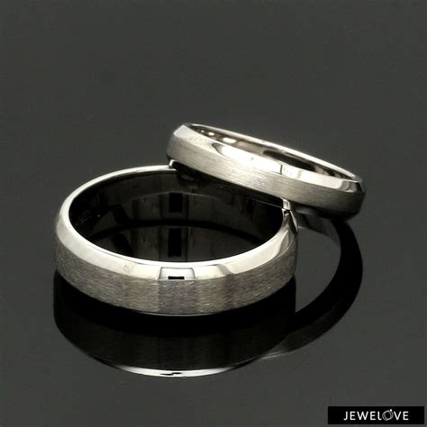 Beveled Edges Plain Platinum Couple Ring JL PT 616 - A Solid