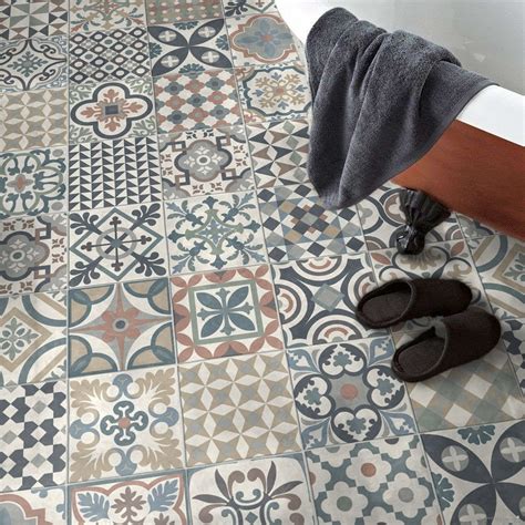 Moroccan Tile Effect Sheet Vinyl Flooring in Multicoloured Pattern for ...