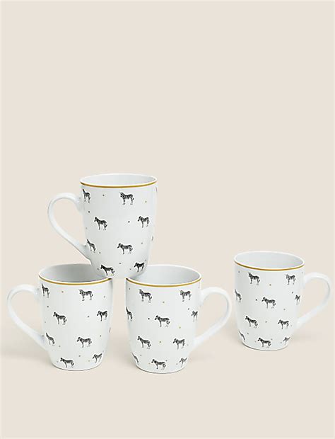 Buy Set of 4 Zebra Mugs at Marks & Spencer