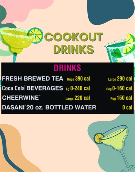 Cookout Drinks Menu - Alcoholic and Non Alcoholic Drinks