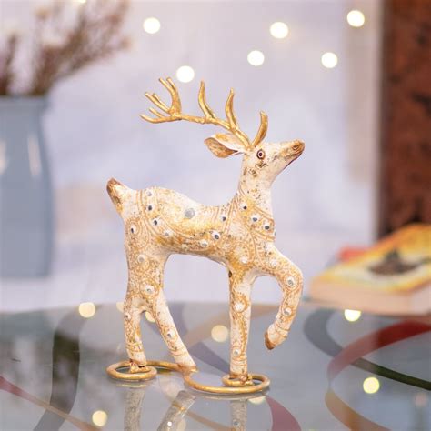 Kezevel Christmas Decoration Reindeer Statue - Artistic White and ...