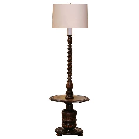 Early 20th Century French Carved and Barley Twist Floor Lamp with ...
