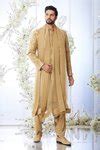Buy Gold Floral Embroidered Sherwani Set For Men by Seema Gujral Online ...