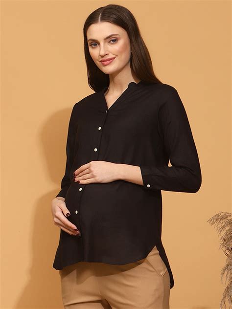 Maternity Black Cotton Shirt