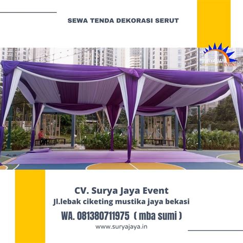 Sewa Tenda Dekorasi Kain serut Ungu putih Jakarta