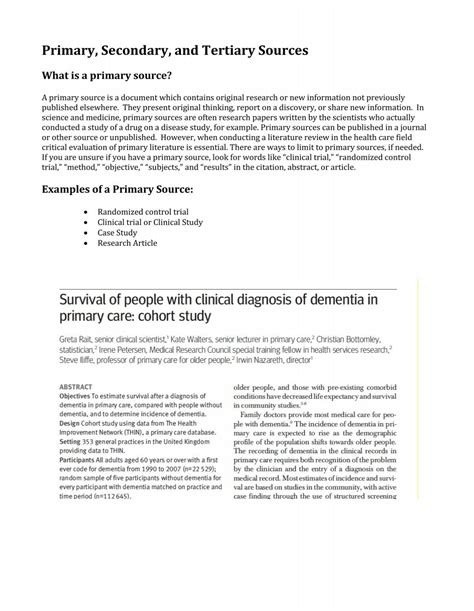 Primary, Secondary, and Tertiary Sources
