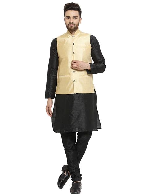 Buy Royal Kurta Men's Silk Blend Kurta Pyjama & Nehru Jacket Set (38 ...