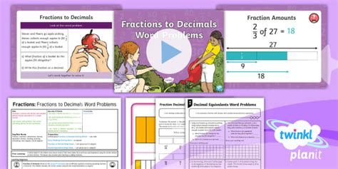 PlanIt Maths Y6 Fractions Decimal Equivalents (2) Lesson Pack