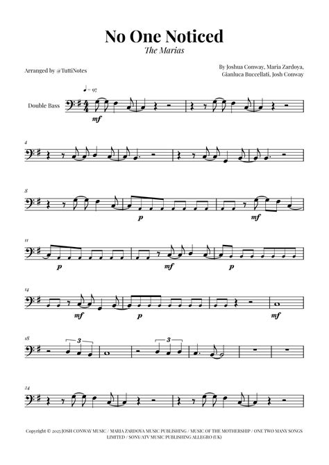 No One Noticed (arr. Glauco Fernandes) by The Marias Sheet Music for ...