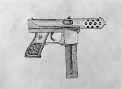 Tec 9 Pencil Sketch (Gun Drawing) by LaGzEdits on DeviantArt