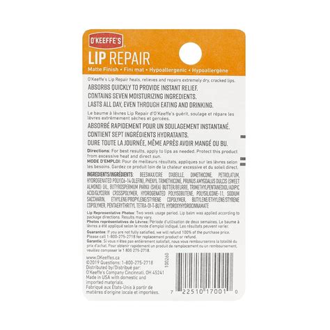 O'Keeffe's Unscented Lip Repair Lip Balm for Dry, Cracked Lips Stick ...