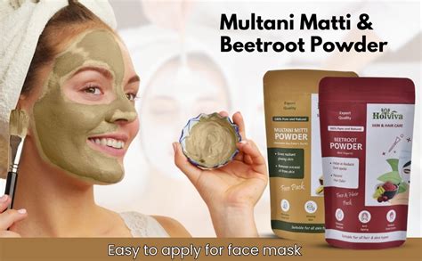 HolViva Multani Mitti Powder and Beetroot Powder with Brush – 100% Pure ...