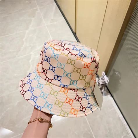 Designer Bucket Hat Sun Protection, Letter Pattern, Summer Travel ...