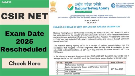 CSIR NET Exam Date 2025 Rescheduled, Check New Exam Date