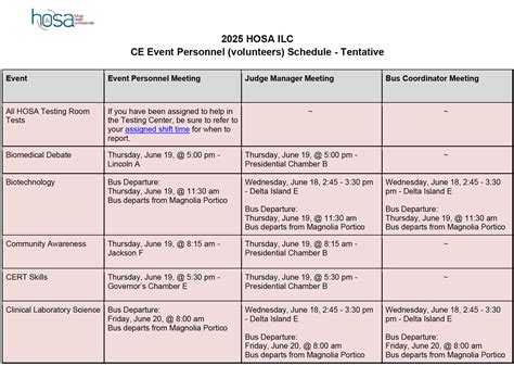 CE Schedule ILC 2025 – HOSA
