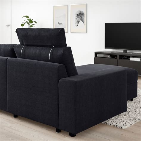 VIMLE - 三人座沙發附躺椅, 有寬敞扶手 附頭靠墊/Saxemara 黑藍色, 266x98x48 公分 | IKEA 線上購物
