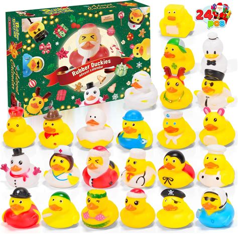 Amazon.com: JOYIN Christmas 24 Days Advent Calendar 2023 with 24 Rubber ...