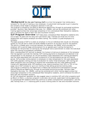 Fillable Online Background On-the-Job Training (OJT) is a hire-first ...