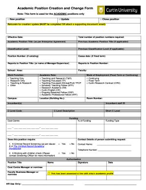 Fillable Online Academic Position Creation and Change Form Fax Email ...