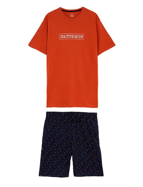 Buy Pure Cotton Inactive Mode Slogan Pyjama Set at Marks & Spencer
