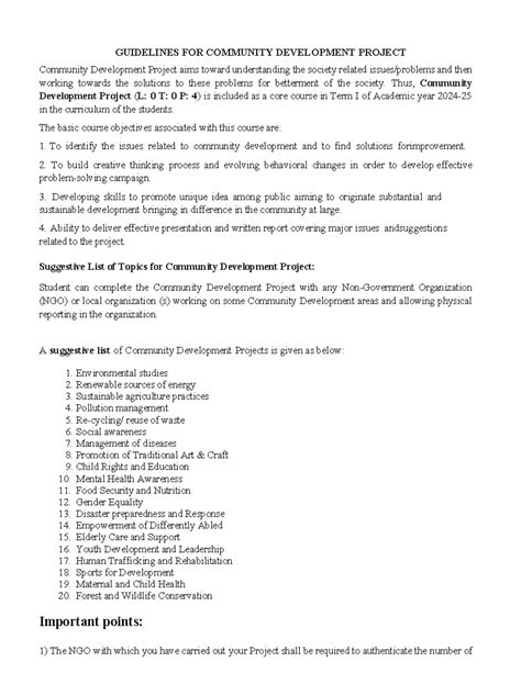 CDP Guidelines instruction - GUIDELINES FOR COMMUNITY DEVELOPMENT ...