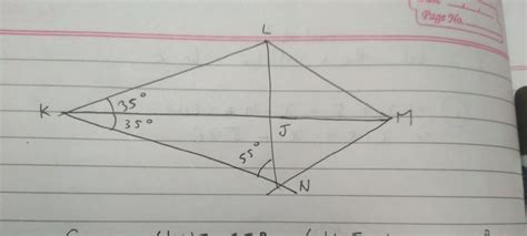 In kite KLMN, m∠KNJ=55∘. Identify m∠LKN. - Brainly.in