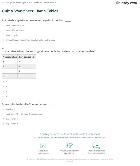 Ratio Tables Worksheets | Cabinets Matttroy