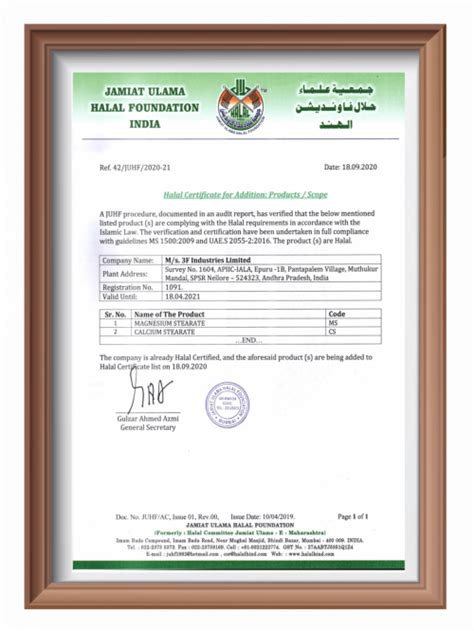 Certifications - 3F Industries