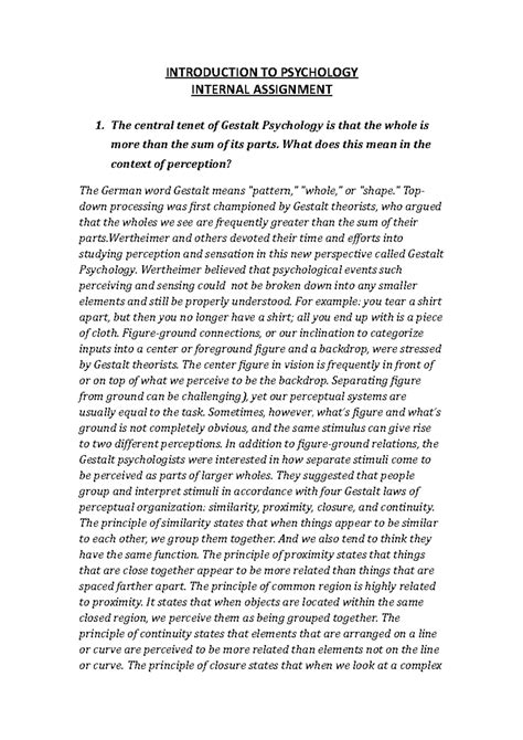 Introduction to Psychology - Gestalt Principles & Perception Insights ...