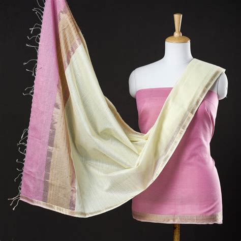 Buy Handmade Maheshwari Silk Dress Materials Online | iTokri