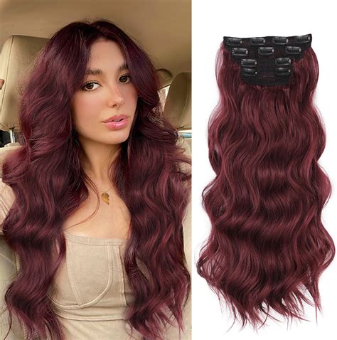 Amazon.com : 4PCS Clip in Hair Extensions 20Inch Black Hair Extensions ...