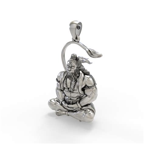 Buy 925 Silver Hanuman Meditation Pendant Spiritual Hindu Deity ...