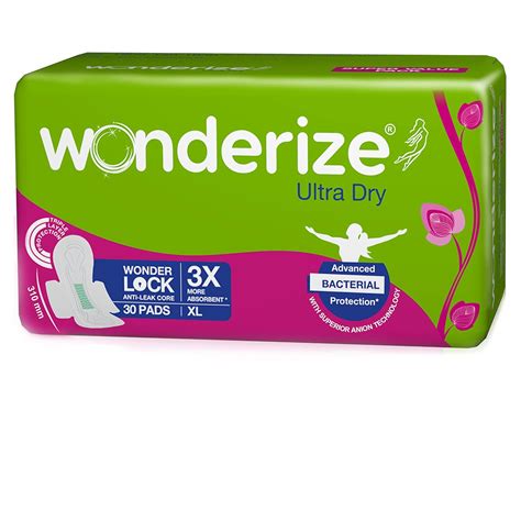Buy Wonderize Ultra Dry Sanitary Pads - XL Size 310mm | Anti-Bacterial ...