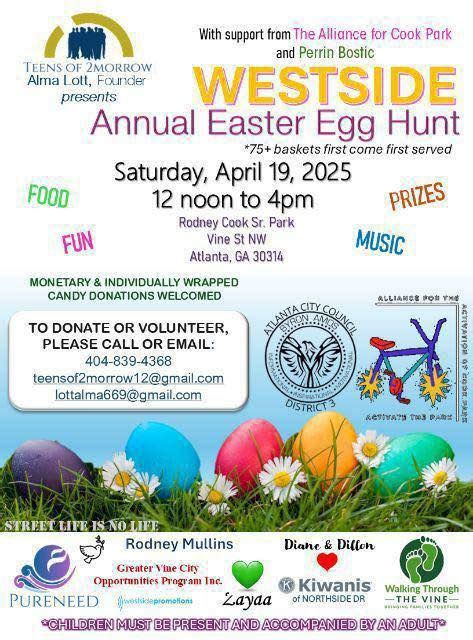 Westside Annual Easter Egg Hunt , Rodney Cook Sr. Park at Historic Vine ...