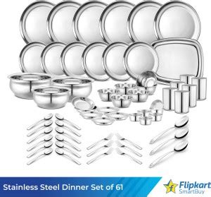 Flipkart SmartBuy Pack of 61 Stainless Steel Dinner Set |Kitchen Set ...