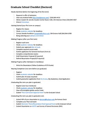 Fillable Online Graduate School Checklist (Doctoral) Fax Email Print ...