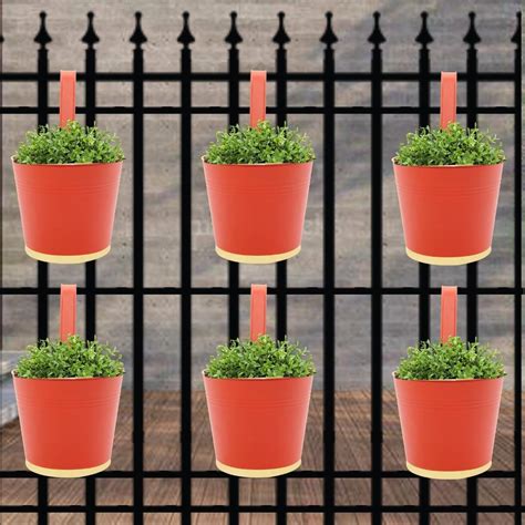 ecofynd 7 Inches Balcony Hanging Pots for Railing, Flower Pots for Home ...