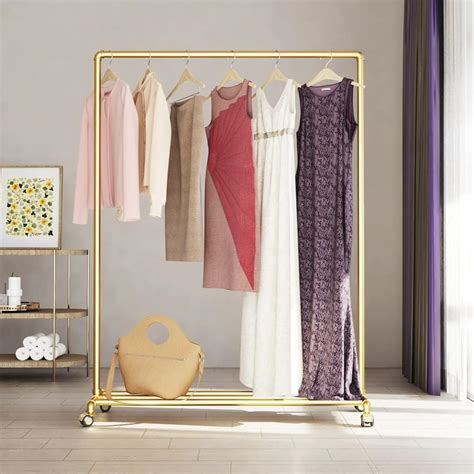 Buy DR.IRON Gold Pipe Clothing Rack Garment Rack with Bottom Shelf ...