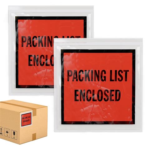 Pack of 100 Packing List Enclosed Envelopes 4 x 5 Full Face Packing ...
