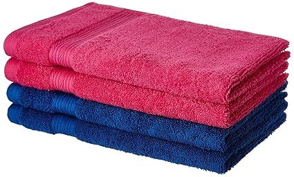 Amazon Brand - Solimo 100% Cotton 4 Piece Hand Towel Set, 500 GSM (Iris ...