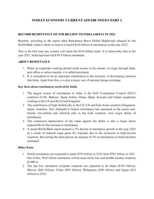Indian Economy Current Affair Notes PART 2 - INDIAN ECONOMY CURRENT ...