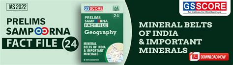 UPSC Prelims 2022 : Fact File on Mineral Belts of India, Download PDF ...