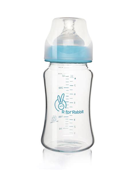 R for Rabbit First Feed Glass Feeding Bottle-Anti Colic-240 ml-Lake ...