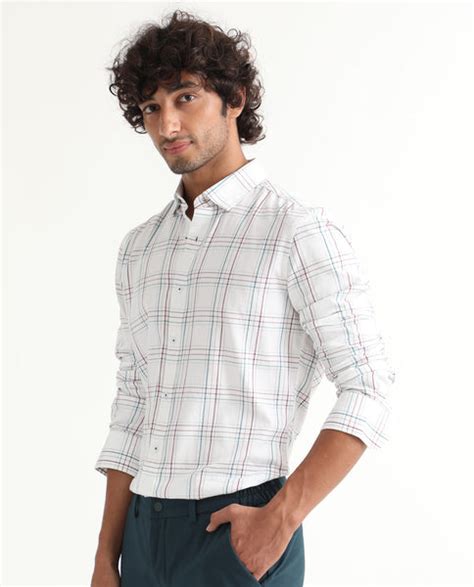 Buy Lome - White Regular Fit Checked Print Shirt| Rare Rabbit